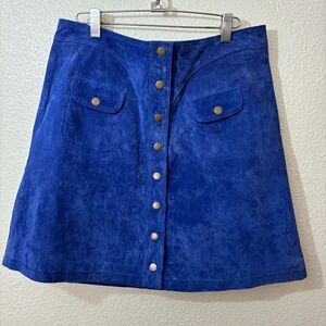 Anthropologie Blue Suede Skirt- New With Tags- Size 14 Womens